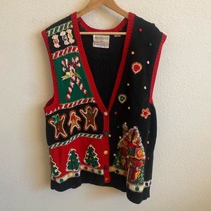 VINTAGE - 1994 Christmas Gingerbread Sweater Vest - 1X